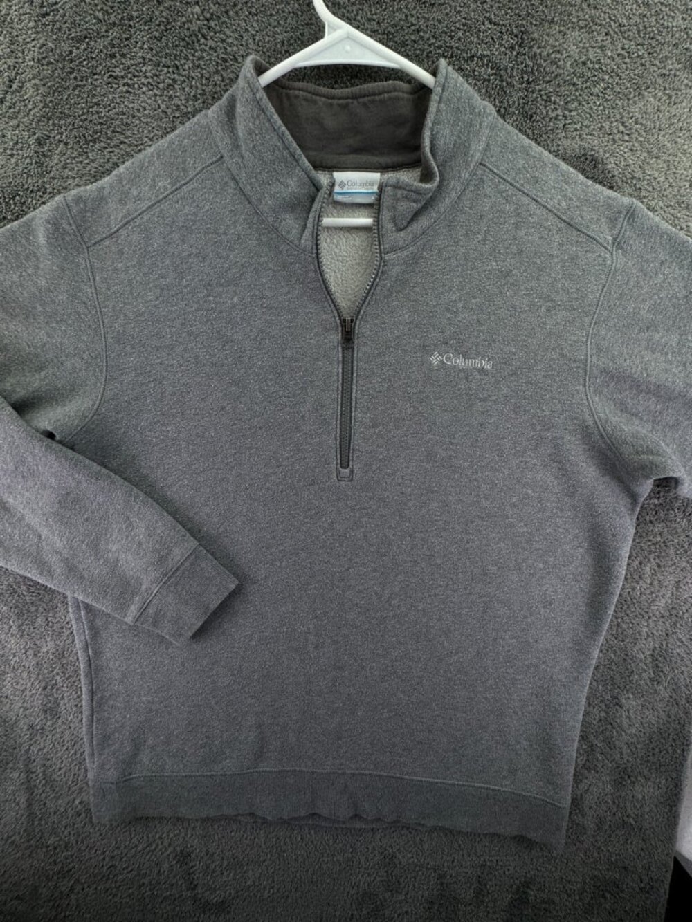 Columbia Jacket Men Large Gray Fleece 1/4 Zip Sweater Basic Pullover Adult
